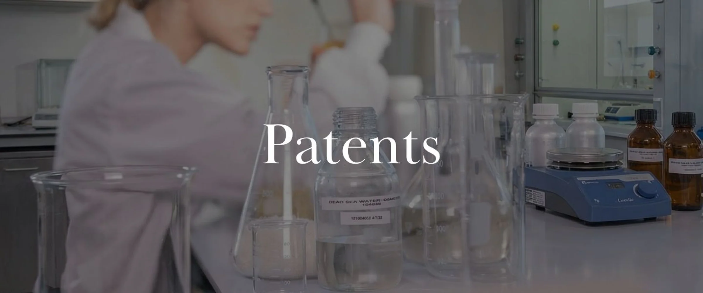 AHAVA research laboratory — Dead Sea water samples and glassware